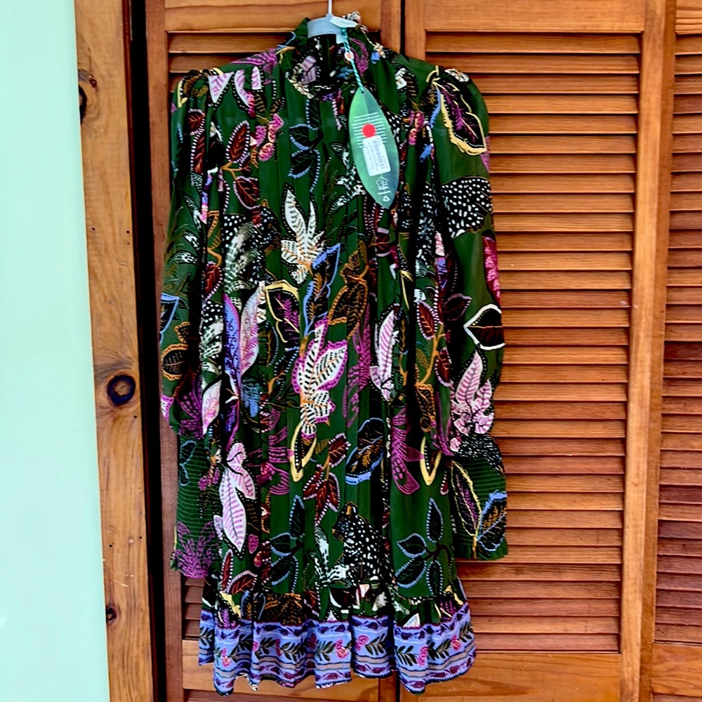 Brand New FARM Rio sheer green dress with slip